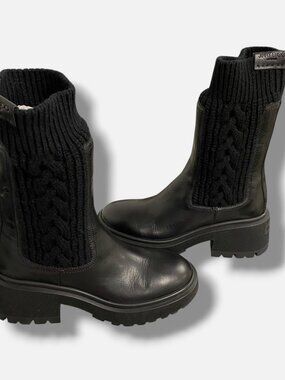 Jimmy Choo Women's Black Leather Tamia Flat Boots Shoes Size 37